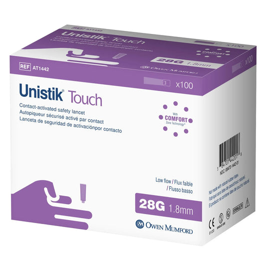 Unistik Touch Low Flow Safety Lancets, 28G X 1.8mm, 100 Count Needles & Hooks Pasteur Pharmacy