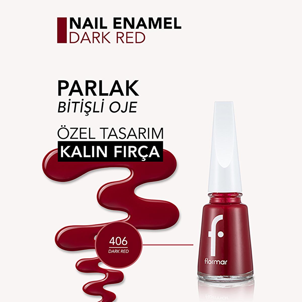 Esmalte de uñas Flormar Rojo Oscuro - Pigmento intenso para unas uñas hermosas | 0.4 fl oz