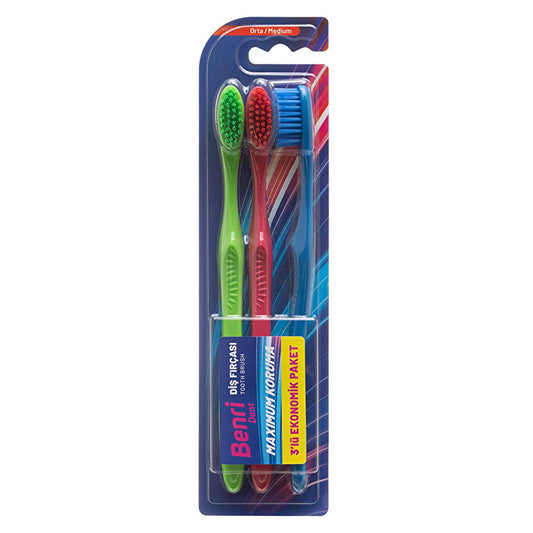 Brosse à dents pour adultes Benri - Outil d'hygiène bucco-dentaire conforme aux normes ISO avec poils souples