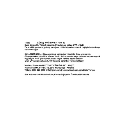 Lotion solaire en spray Ziaja SPF 30 Haute Protection 170 ml