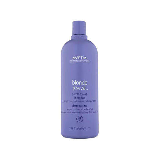Champú morado sin sulfatos Aveda para cabello rubio - 1000 ml, corrección de color suave, Blonde Revival