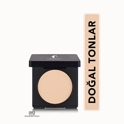 Polvo compacto Flormar 092 Medium Soft Peach - Acabado mate, maquillaje de alta cobertura para un look natural