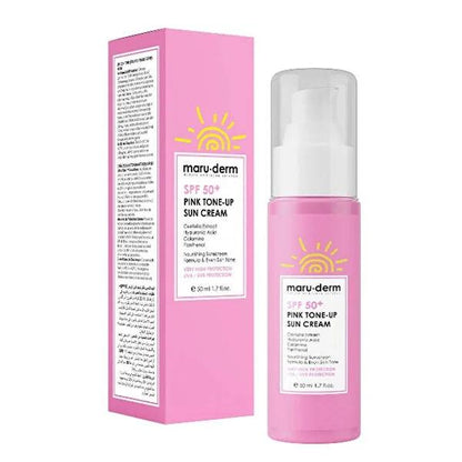 Crème solaire Maruderm SPF 50+ Pink Tone Up : unifie le teint, réduit les rougeurs, formule coréenne - haute protection UV