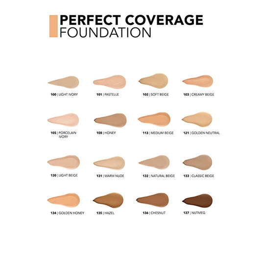 Fond de teint Flormar Perfect Coverage 105 Porcelain Ivory : fini impeccable, tenue 12 heures et protection SPF 15