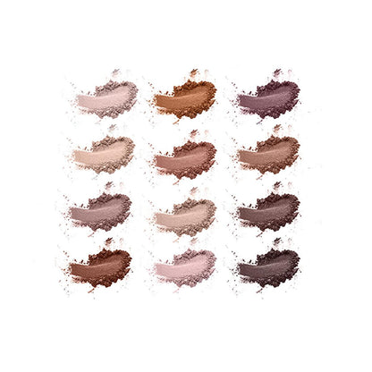 Paleta de sombras de ojos Love at First Sight de Note Cosmetics: 12 colores de alta pigmentación, mate, metalizados y brillantes; larga duración e infusionada con vitamina E