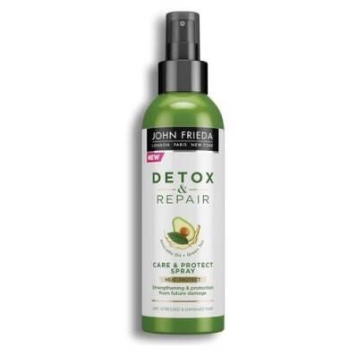 Spray protector capilar John Frieda Detox & Repair: Té verde y aceite de aguacate para el tratamiento de la rotura y reparación de puntas abiertas - Fortalecedor e hidratante capilar