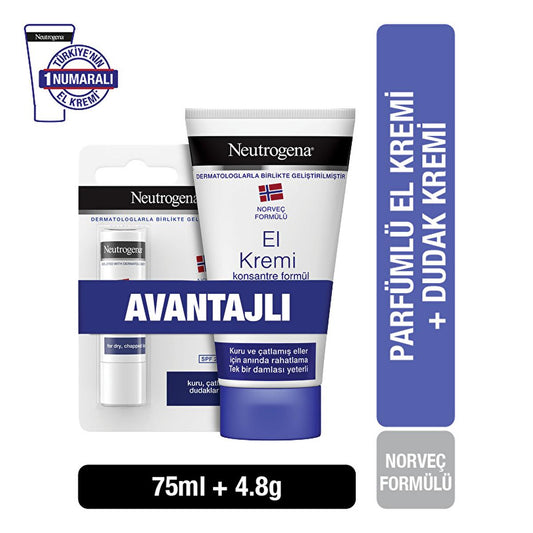 Ensemble crème pour les mains et baume à lèvres Formule Norvégienne de Neutrogena - Hydratation et soulagement des peaux sèches
