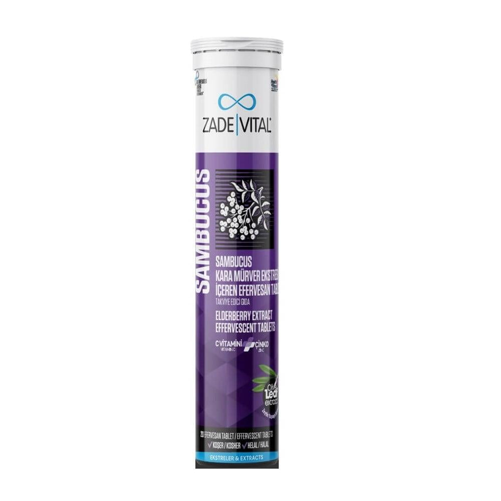 Zade Vital Elderberry Supplement Effervescent Tablets - Boosts Immune System with Elderberry Extract, Vitamin C & Zinc