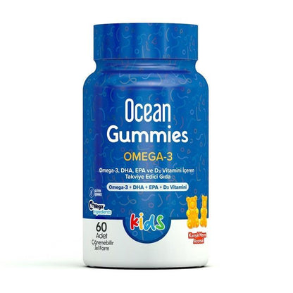Ocean Gummies Omega 3 para niños: Deliciosas gomitas masticables para un desarrollo cerebral y visual saludable - 60 unidades