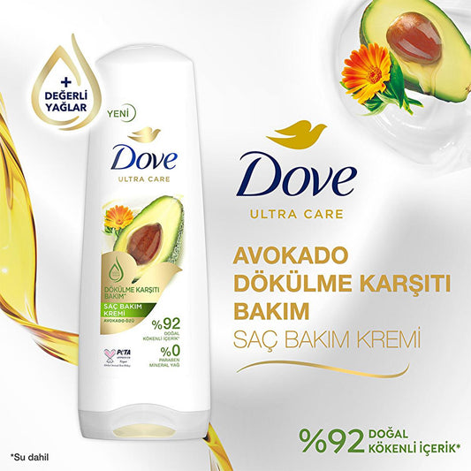 Crème de soin capillaire Dove - Anti-chute à l'extrait d'avocat, ingrédients naturels, végane, 350 ml