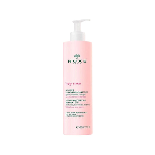 Lait Corps Hydratant Apaisant Nuxe Very Rose - Soin hydratant pour peaux sèches, 400 ml
