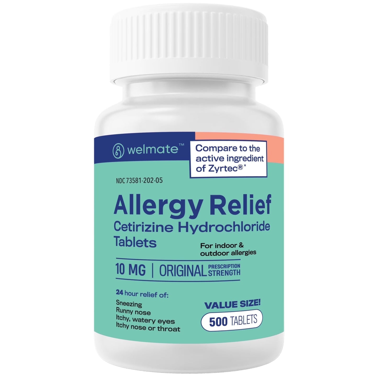 Allergy Relief 10mg – Bulk Value Size (500 Count) – 24-Hour Maximum Strength Allergy Tablets Medicine & Drugs Pasteur Pharmacy