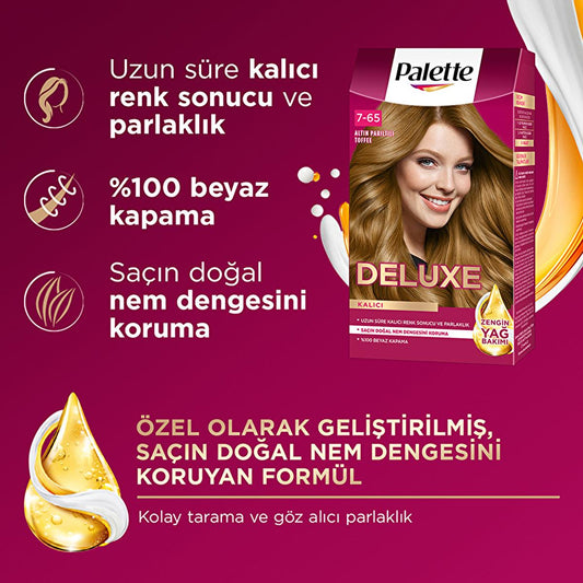Tinte para el cabello Palette Deluxe 7-65 Toffee Dorado: Color nutritivo de larga duración