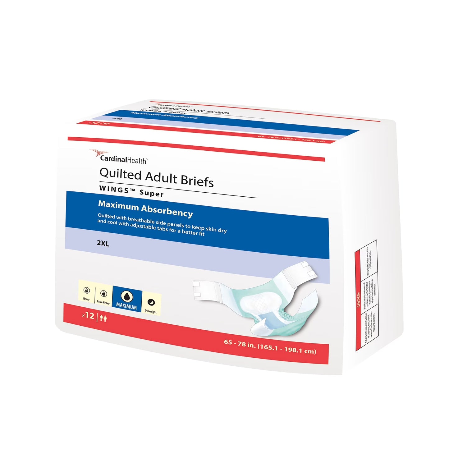 Covidien Cardinal Wings Super Quilted Adult Incontinence Briefs, 2X-Large, Heavy Absorbency, 12 Count Diapers Pasteur Pharmacy