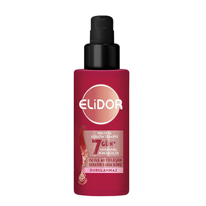 Soin capillaire thermo-activé Elidor Brazilian Keratin Therapy - Anti-frisottis, réparateur et lissant - Enrichi en kératine et huile de marula, 90 ml