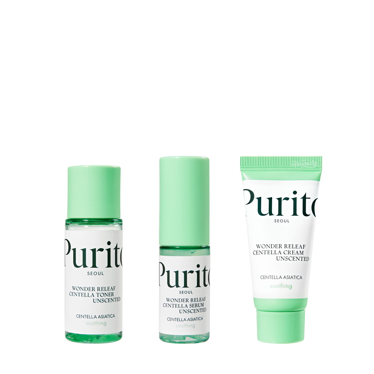 Purito Wonder Releaf Centella Mini Kit Unscented Soothing Set 60ml
