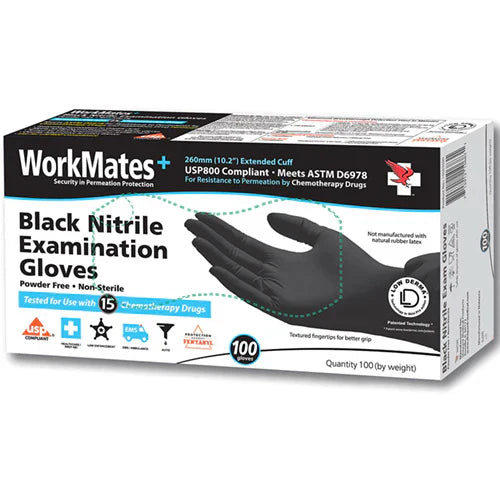 Workmates General Purpose Nitrile Gloves, Black, Medium, 100 Count Business & Industrial Pasteur Pharmacy