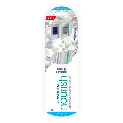Cepillo de dientes Sensodyne Nourish de cerdas suaves, paquete de 2: suave con los dientes y encías sensibles