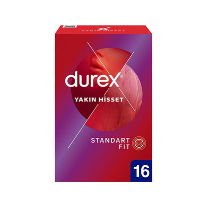 Préservatifs en latex Durex Thin Feel : sensibilité accrue, coupe standard (56 mm), lubrifiés - protection sûre et naturelle