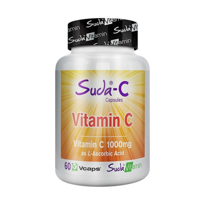 Suda Vitamina C 1000mg - 60 cápsulas para un potente apoyo inmunológico | Suplemento de ácido ascórbico de alta potencia