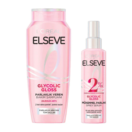 Elseve Glycolic Gloss Shampoo & Glossing Spray Set 450ml