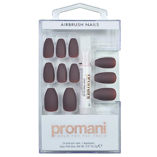 Promani Matte Burgundy False Nail Kit 24 Count