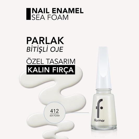Flormar Nail Enamel Highly Pigmented Polish 412 Sea Foam