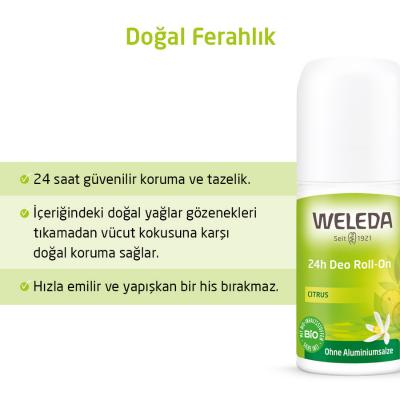 Déodorant bille naturel Weleda - Sans aluminium, parfum citron, protection 24h