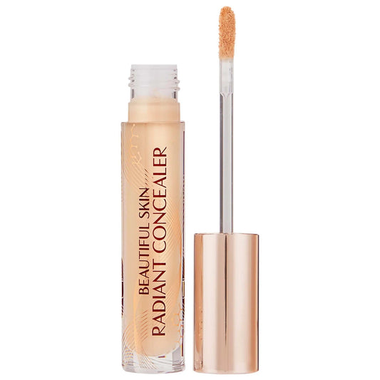 Charlotte Tilbury Beautiful Skin Radiant Concealer: cobertura de media a completa, ácido hialurónico, resistente al agua, iluminador, de larga duración