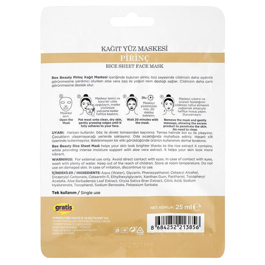 Bee Beauty Rice Face Mask for Brightening & Glow 25 ml