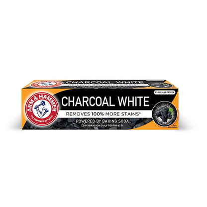 Dentifrice Arm & Hammer Charcoal White : Blanchit les dents et élimine les taches naturellement grâce au bicarbonate de soude - Formule douce peu abrasive