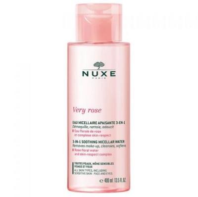 Eau micellaire apaisante 3-en-1 Nuxe Very Rose - Démaquillant naturel et soin pour peaux sèches