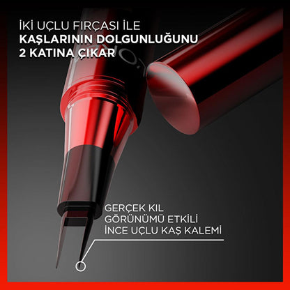 L'Oréal Paris Infaillible Faux Brow : Crayon à sourcils ultra-fin brun foncé pour une définition naturelle, longue tenue, anti-bavures et résistante à l'eau