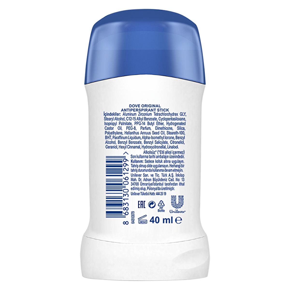 Dove Antiperspirant Deodorant Stick for Women - 48 Hour Protection, Moisturizing & Alcohol-Free - Original Scent