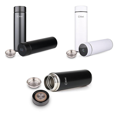 Thermos numérique Kiwi : bouteille d'eau isotherme en acier inoxydable de 500 ml avec affichage de la température - Garde les boissons chaudes et froides pour le camping, les voyages