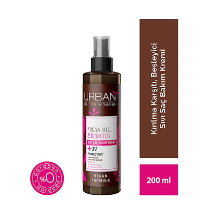 Sérum capillaire anti-casse Urban Care à l'huile d'argan et à la kératine : répare, nourrit et renforce les cheveux secs et abîmés - Soin sans rinçage sans paraben