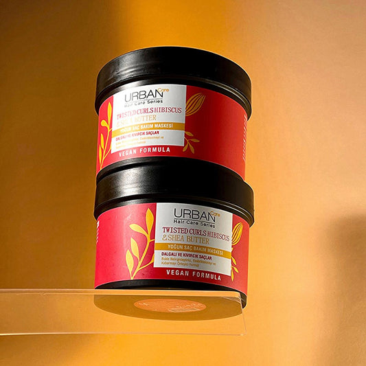 Masque capillaire Urban Care à l'hibiscus et au beurre de karité pour cheveux bouclés et ondulés - Végétalien, sans paraben, nourrissant et hydratant