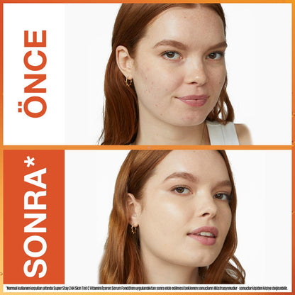 Base de maquillaje Maybelline Super Stay Skin Tint: Vitamina C, 24H de duración, hidratante, iluminadora - Tinte de piel con acabado natural