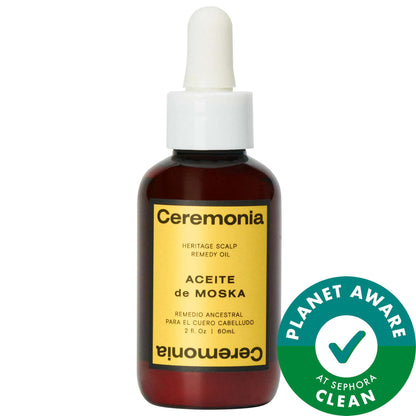Ceremonia Aceite de Moska: Aceite pre-lavado para el cuero cabelludo y el cabello para un crecimiento saludable | Tratamiento vegano, libre de crueldad animal y natural para el cuero cabelludo seco