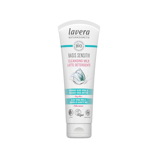 Lavera Basis Sensitiv: Gentle Facial Cleansing Milk - Natural & Organic Makeup Remover for Sensitive Skin, 4.23 fl oz