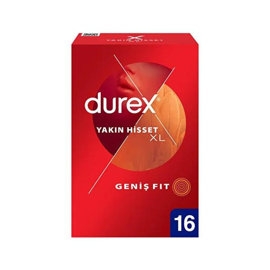 Préservatifs Durex Extra lubrifiés et fins taille XL - Boîte de 16 pour plus de sensibilité et de confort