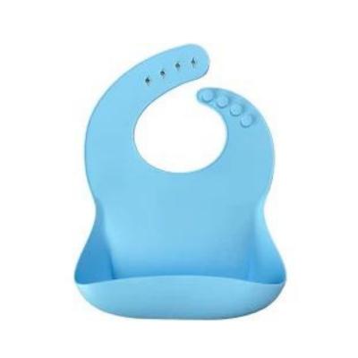 OiOi Silicone Baby Bib - Soft & Stain Resistant Feeding Bib with Wide Pocket - Easy Clean Infant Weaning Bib for Babies 6+ Months