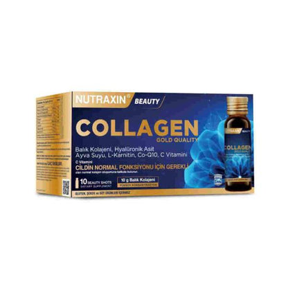 Nutraxin Beauty Collagen Drink: 10 000 mg de colágeno hidrolizado, ácido hialurónico y vitamina C - Apoyo antienvejecimiento para piel, cabello y uñas