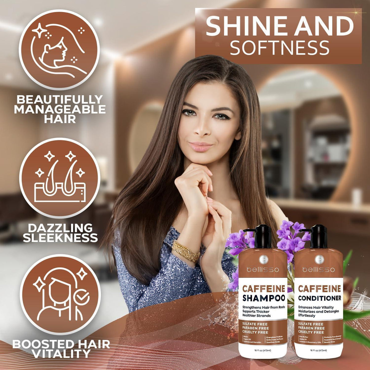 Caffeine Shampoo and Conditioner Set Volumizing Products for Women and Men Thickening Volume Boosting Formula for Thinning and Fine Hair Sulfate Free No Parabens Hydrating Salon Grade