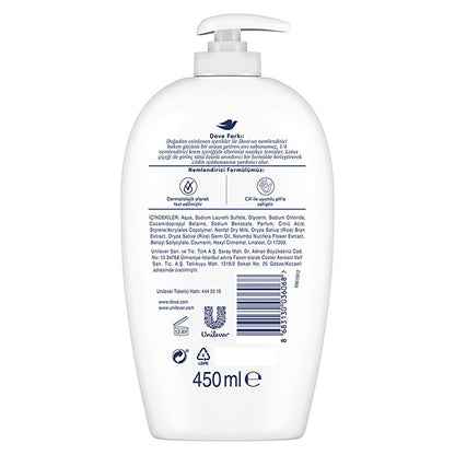 Savon liquide hydratant pour les mains Dove à la fleur de lotus et au lait de riz - Doux, testé dermatologiquement, 450 ml