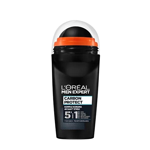 L'Oreal Paris Men Expert Carbon Protect Antiperspirant Deodorant Roll-On for Men - 48 Hour Sweat Protection, Stain-Free, Carbon Active Technology