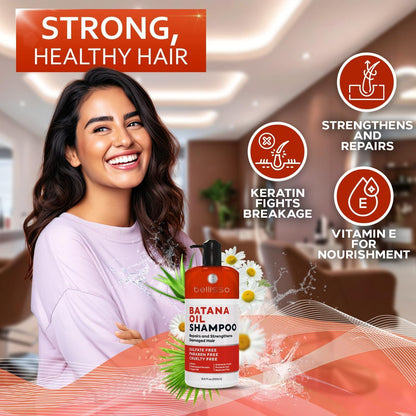 Batana Oil Shampoo Volumizing Salon Formula for Thinning and Fine Hair Women Men Sulfate and Paraben Free Thickening Volume Boost for a Thicker Fuller Feeling With Moroccan Argan Oil