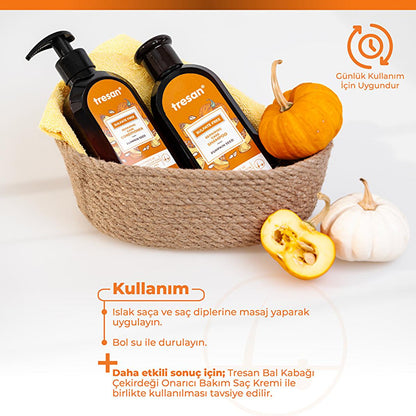 Shampooing réparateur sans sulfate Tresan à l'huile de pépins de courge - Soin capillaire doux, nourrissant et naturel pour cheveux abîmés