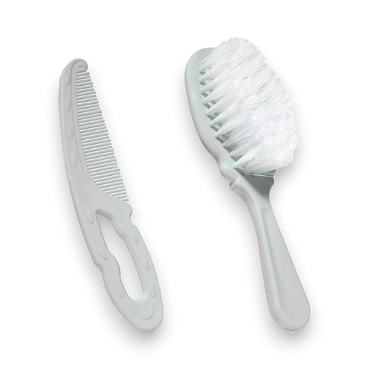 Bebeneo Baby Brush and Comb Set for Gentle Hair Care White