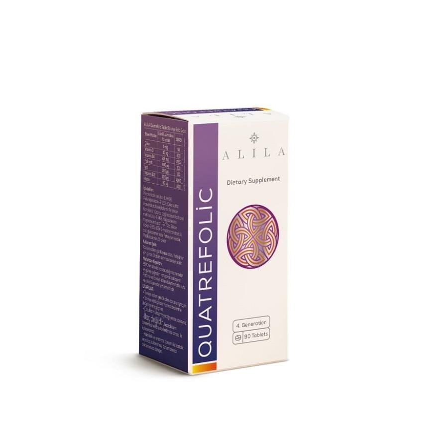 Complément alimentaire de folate Alila Quatrefolic pour le bien-être quotidien, 90 capsules molles